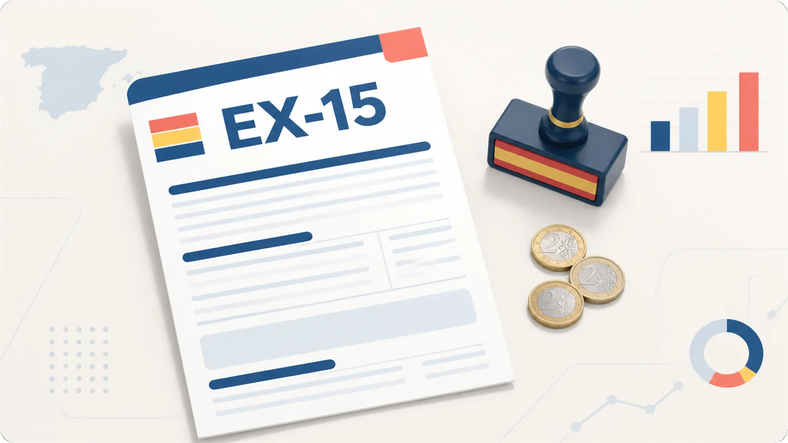 The complete Spanish NIE application file: form EX-15, the stamped Modelo 790/012 fee form and a passport